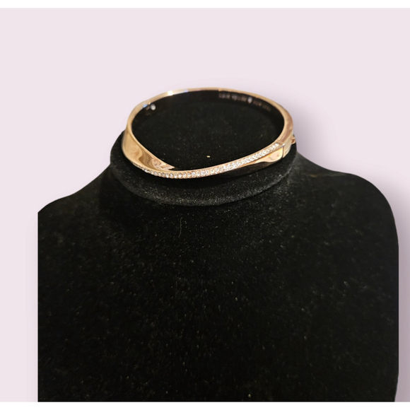 Kate Spade New York Gold Tone Twisted Bangle Crystals Bracelet - Picture 9 of 11